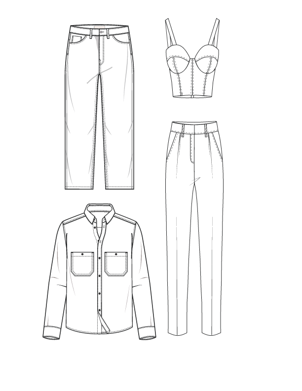 Technical apparel tech pack example with manufacturing specifications