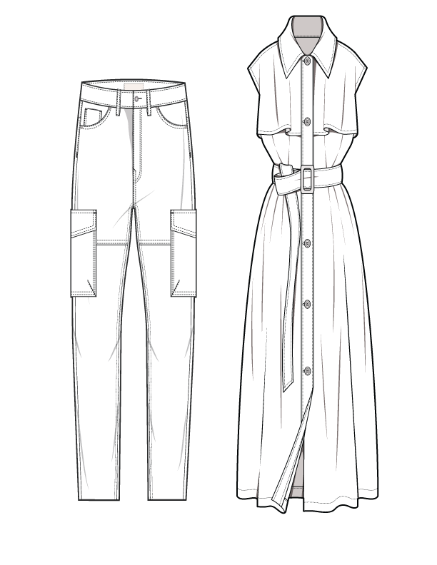 Additional apparel tech pack technical specification illustration